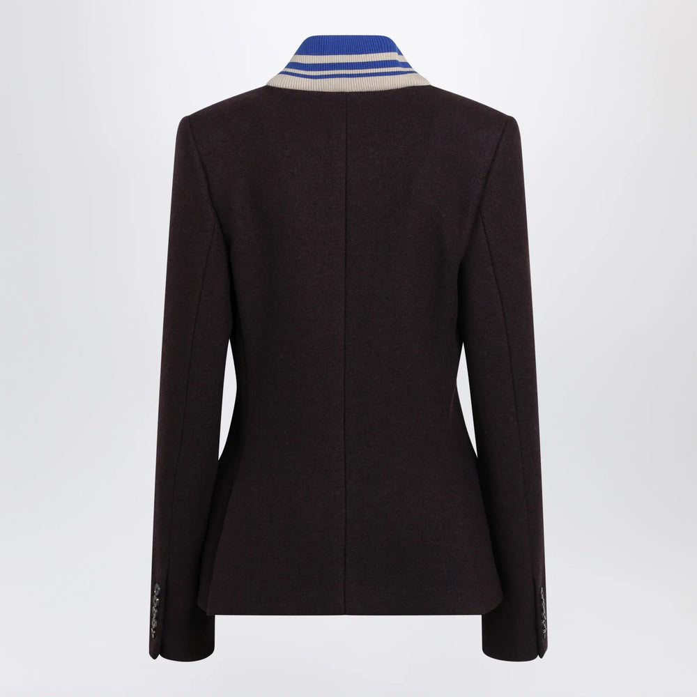 Dries Van Noten - Aubergine jacket with striped shawl collar Brand