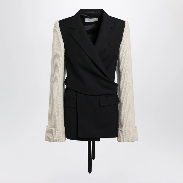 Dries Van Noten - Black/white jacket with ribbed knit sleeves Brand 34  FR