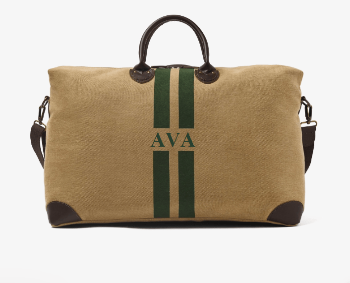 Harvard College Travel Bag - Beige/Green Brand Duffel Bag