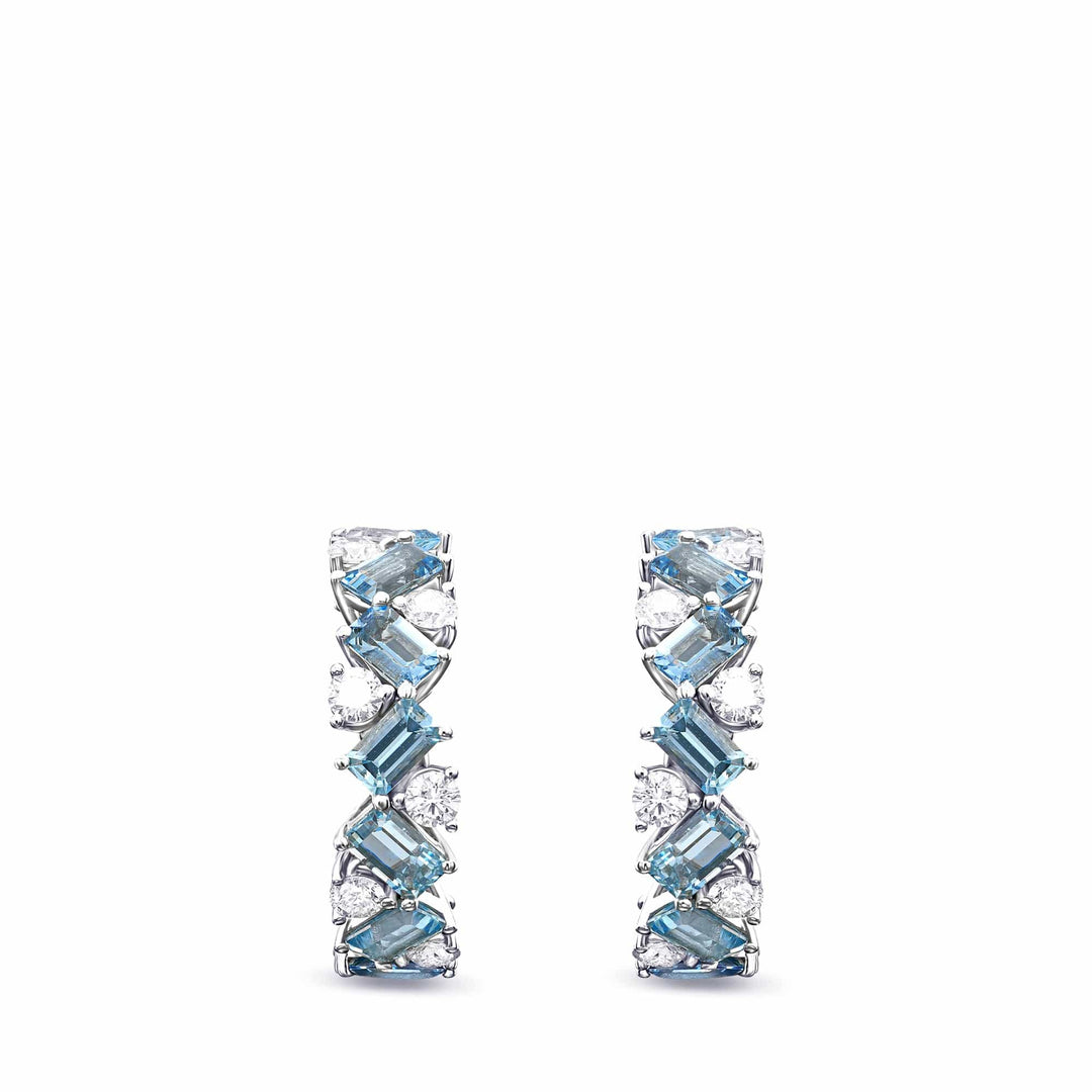 Aquamarine and Diamond Hoop Earrings Brand Earrings