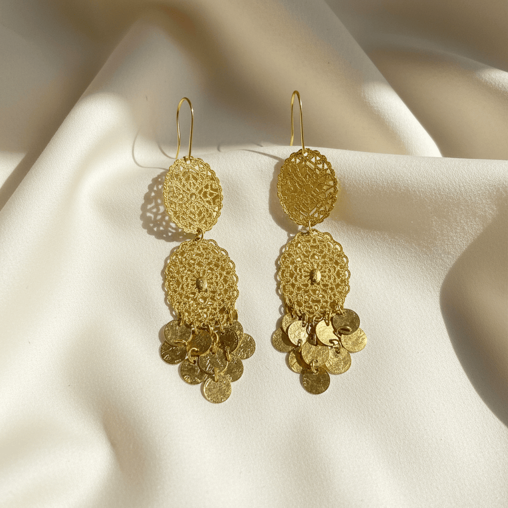 Giora' Italian Filigrain Earrings with Small Round Pendants Brand Earrings