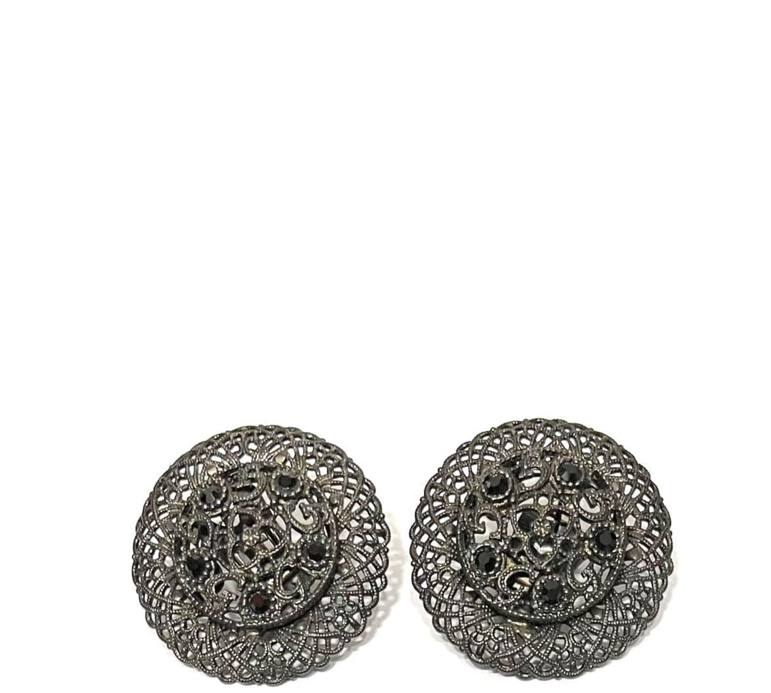 Giora Earrings Giora' Italian Filigrain Round Earrings Ruthenium Brand