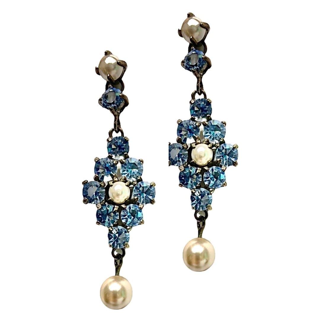 Giora Earrings Giora Pendant Earrings With Pearl & Swarovski Crystal Turquoise Brand