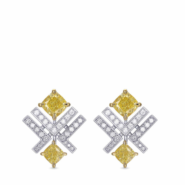 LEGACY - Fancy Yellow Cushion Diamond Earrings Brand Earrings