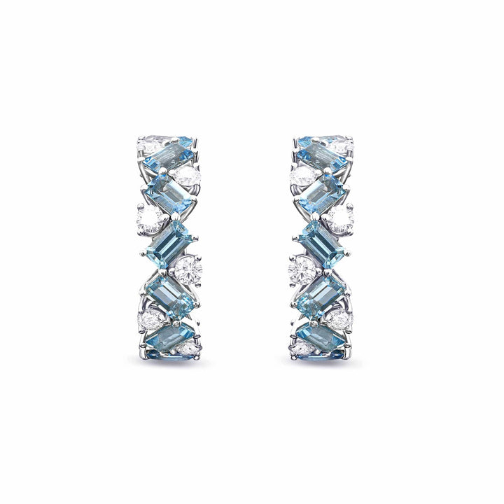 LEIBISH Aquamarine &amp; Diamond Hoop Earrings Brand Earrings