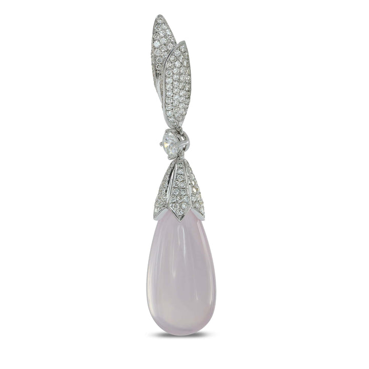 LEIBISH Rose Quartz Cabochon &amp; Diamond Drop Earrings Brand Earrings