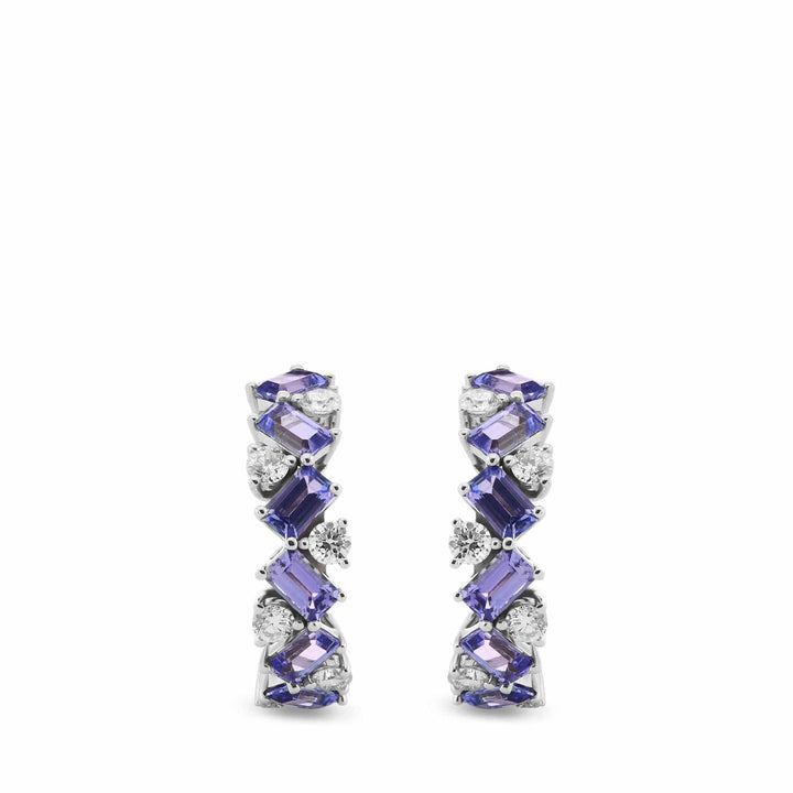 Tanzanite and Diamond Hoop Earrings Brand Earrings