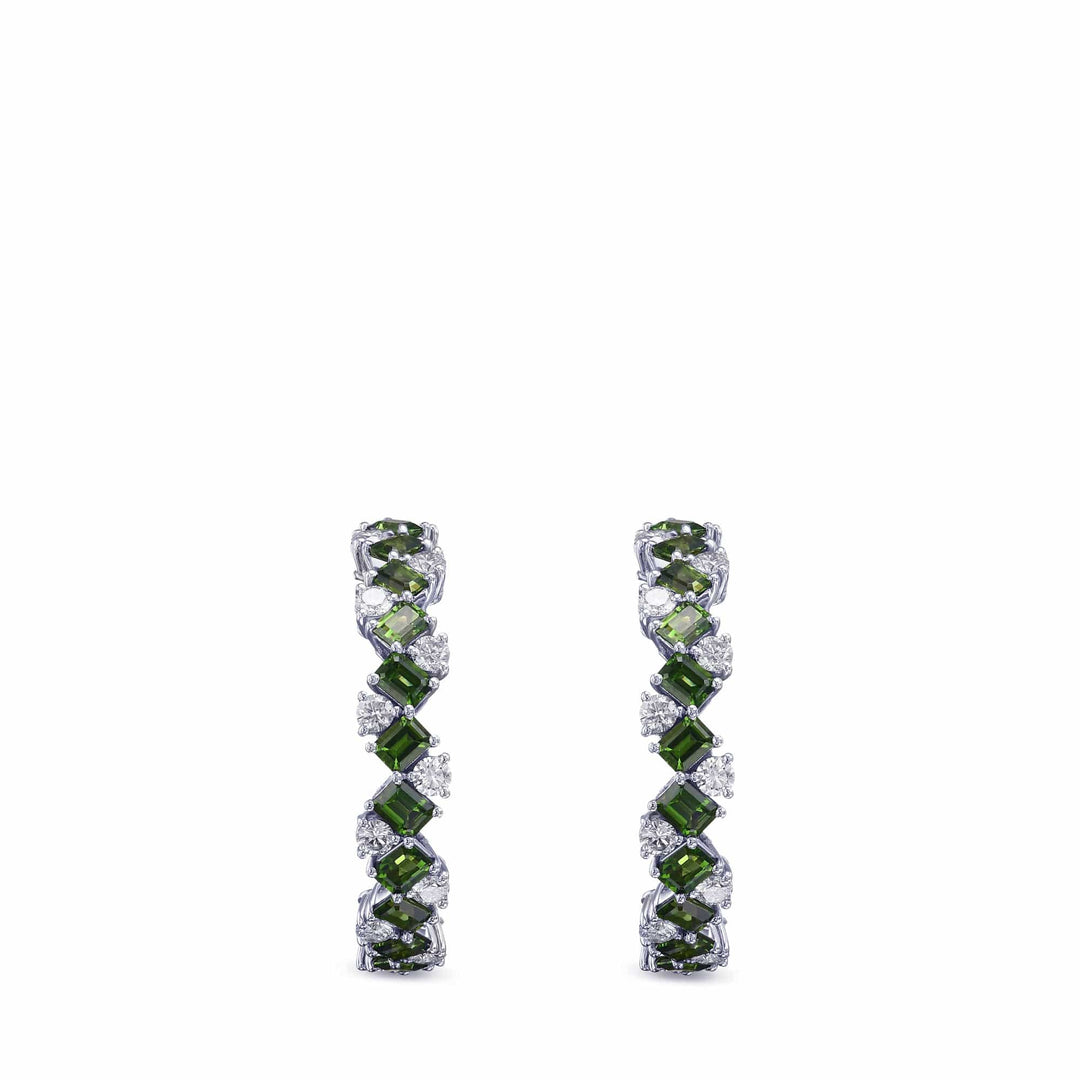 Tourmaline and Diamond Hoop Earrings Brand Earrings
