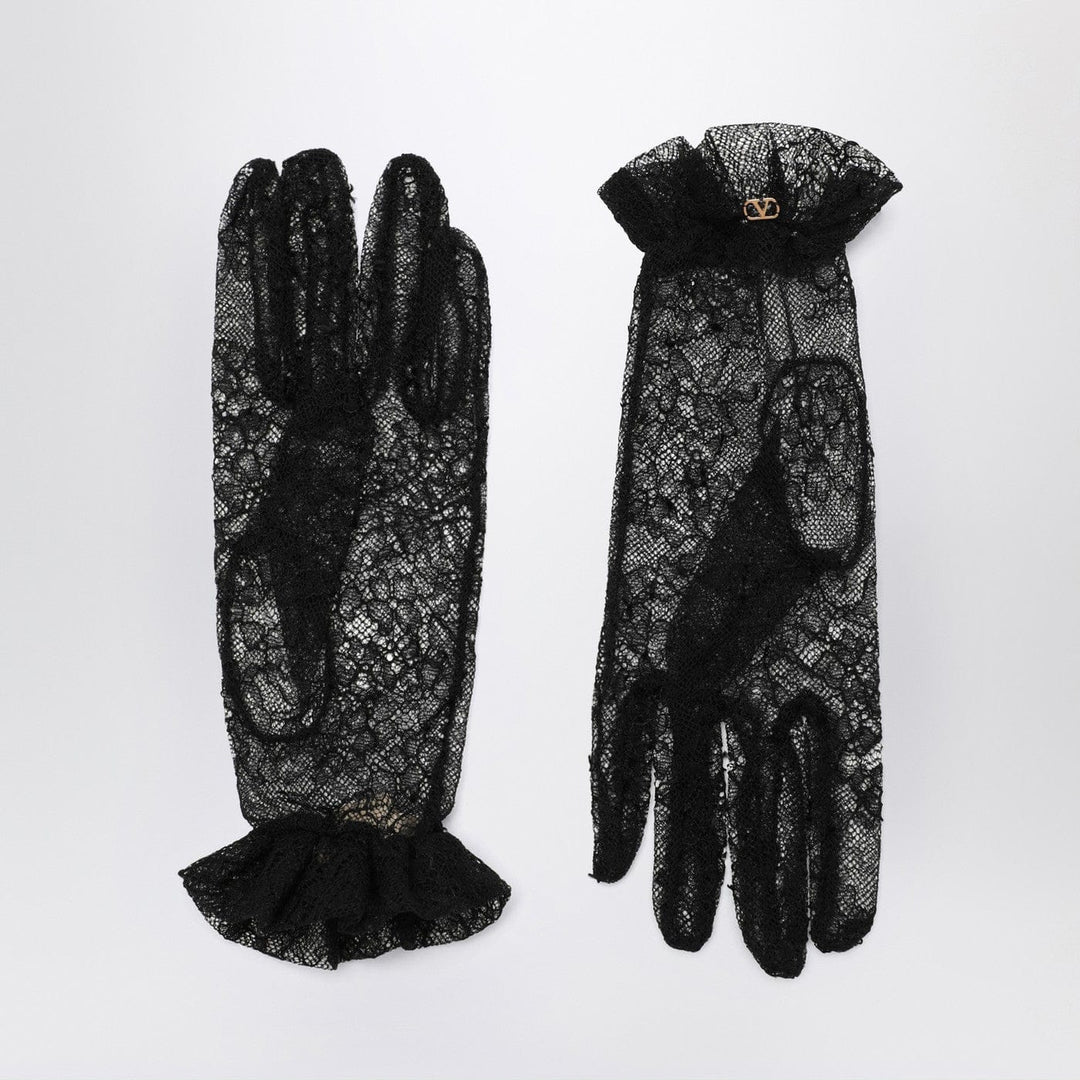 Gloves & Mittens Valentino Garavani - Black lace Vlogo Signature gloves Brand