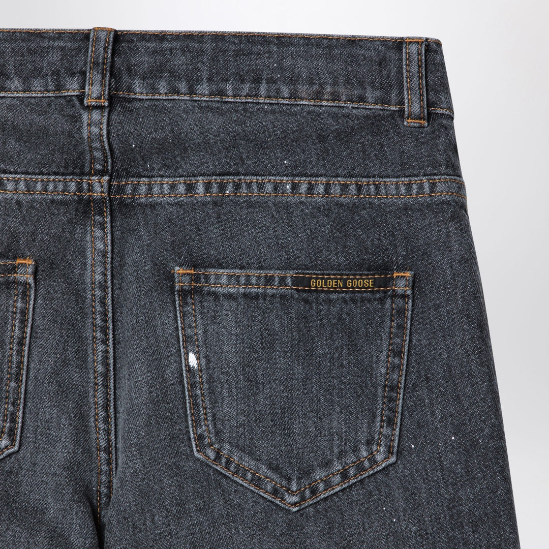 Golden Goose - Black jeans in faded denim with splashes Brand