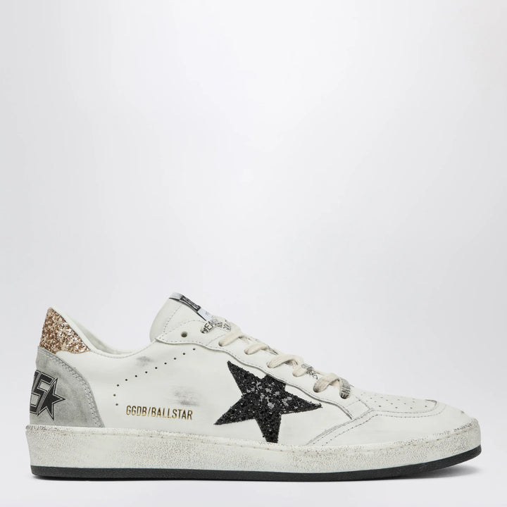 Golden Goose - White and black Ball Star sneakers with gold glitter Brand 36 IT