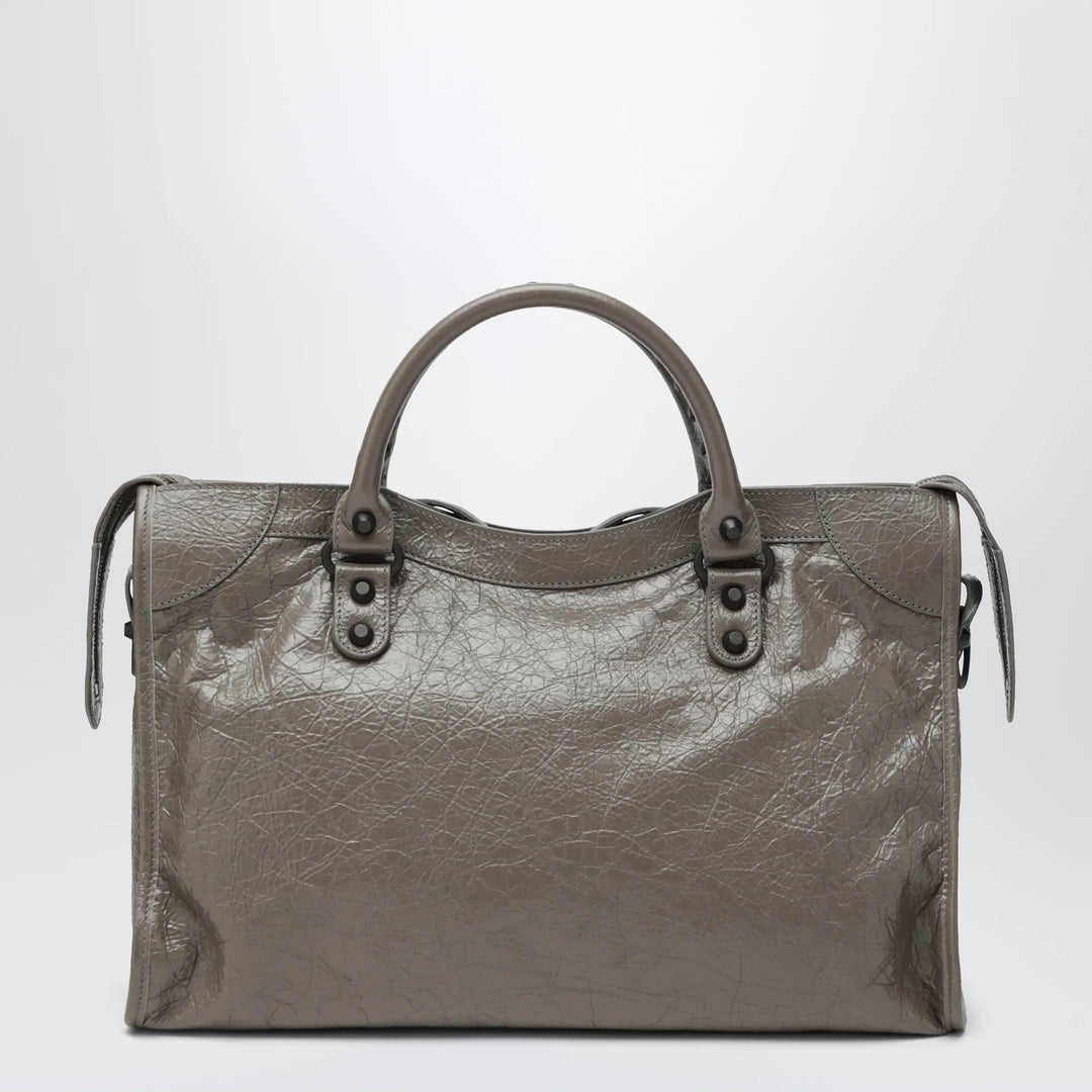 Balenciaga - Le City medium handbag in dark walnut leather Brand Handbag U