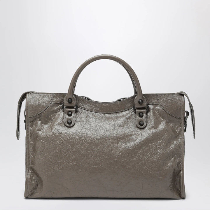 Balenciaga - Le City medium handbag in dark walnut leather Brand Handbag U