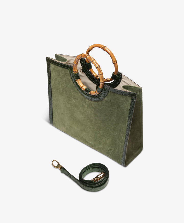 My Style Bags Personalised Bamboo Large Deluxe Handbag – Green Brand Handbag