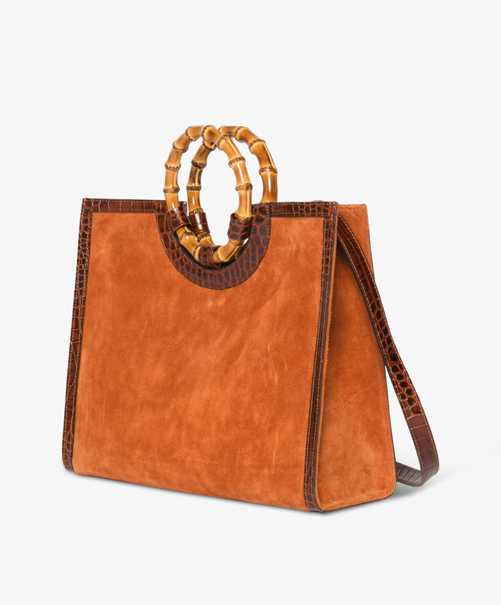 My Style Bags Personalised Bamboo Large Deluxe Handbag – Orange Brand Handbag