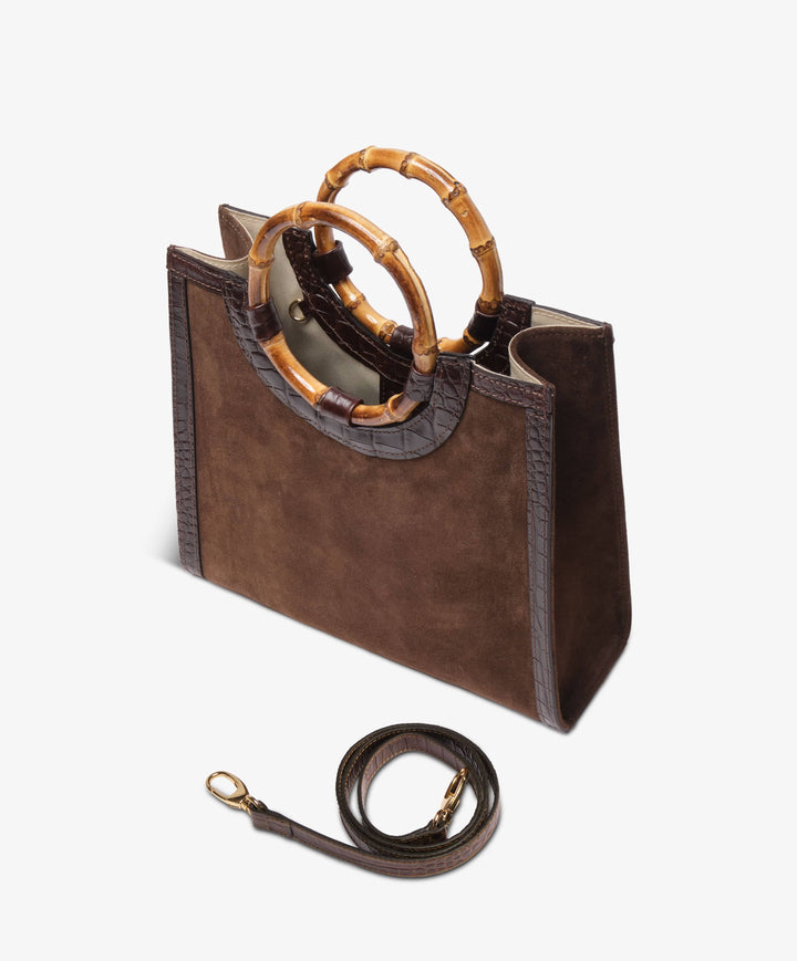 My Style Bags Personalised Bamboo Medium Deluxe Handbag – Dark Brown Brand Handbag