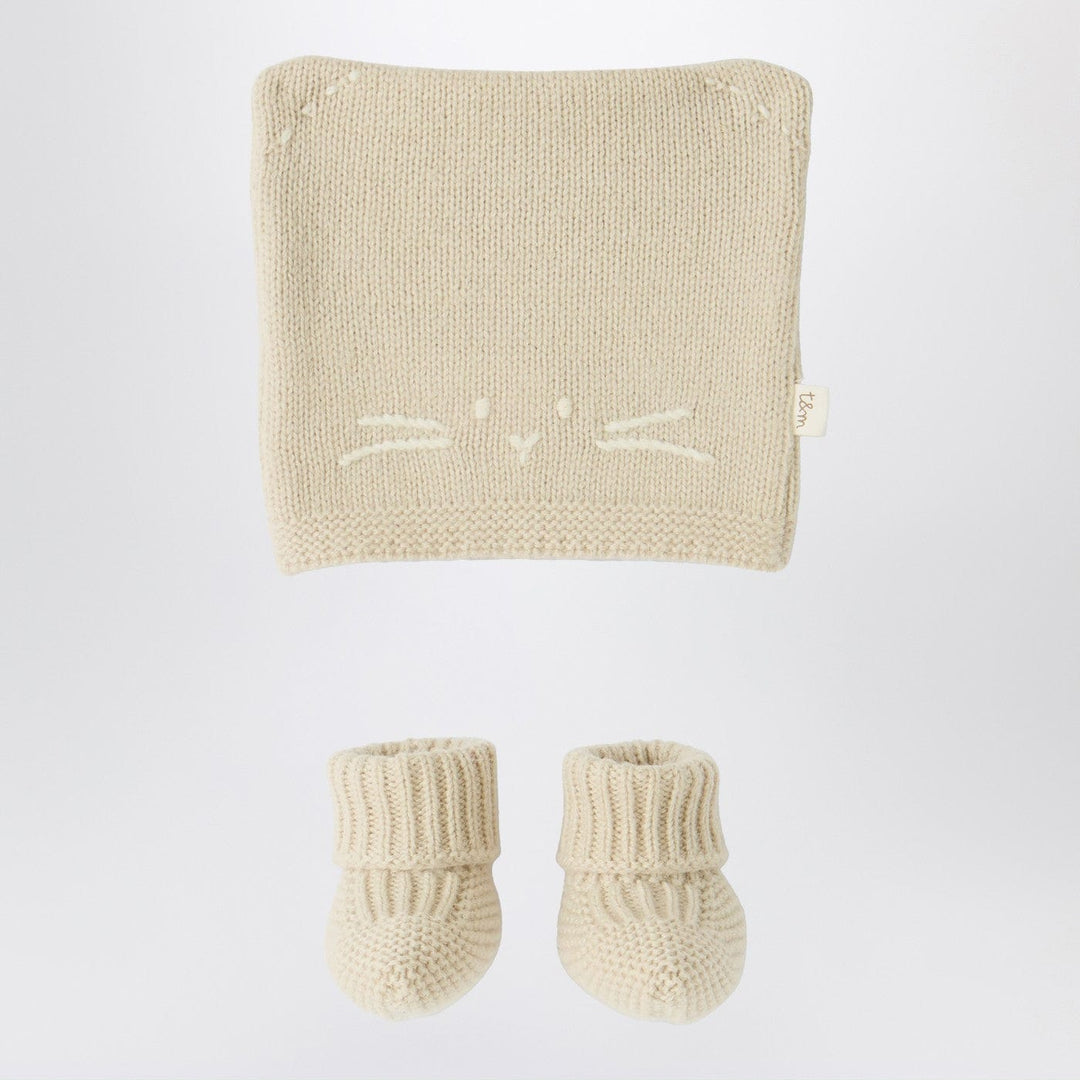 Hats Teddy &amp; Minou - Beige knit set with hat and shoes Brand
