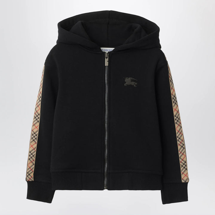 Burberry - Black sweatshirt with Check motif detail Brand Hoodie 8Y
