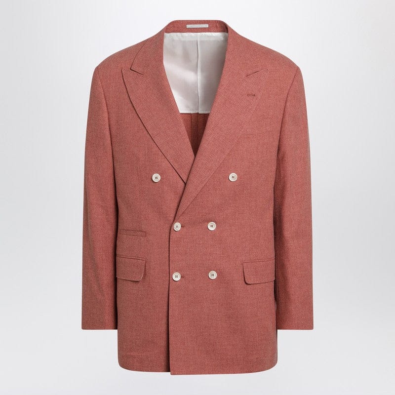 Coats &amp; Jackets Brunello Cucinelli - Peach double-breasted wool-blend jacket - 48 IT Brand