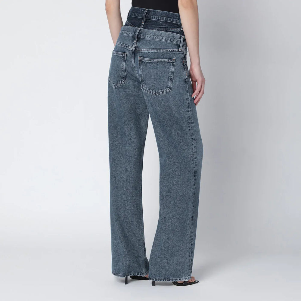 AGOLDE - Elson jeans with double waistband in dark/light indigo Brand Jeans