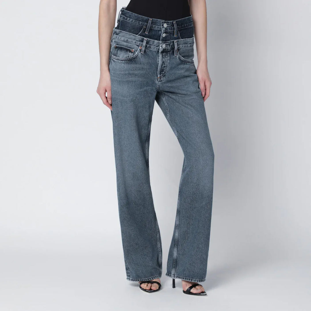 AGOLDE - Elson jeans with double waistband in dark/light indigo Brand Jeans 26