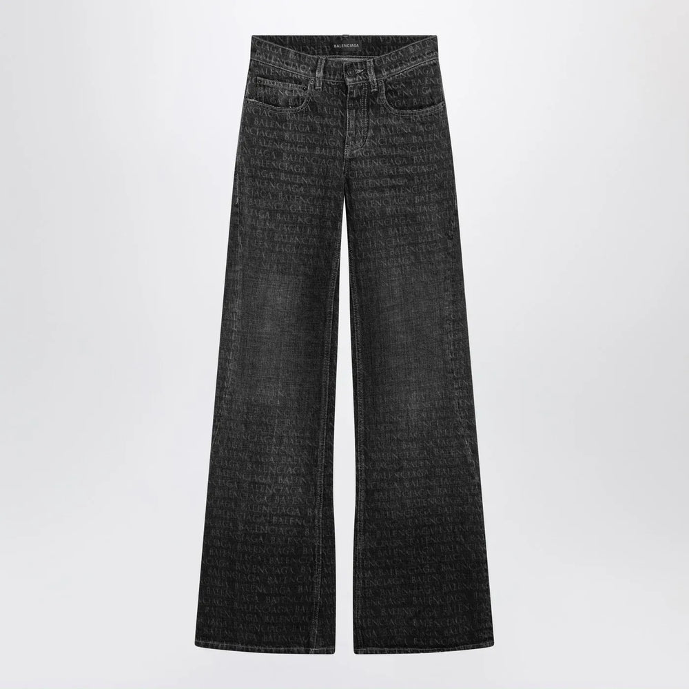 Balenciaga - Black washed jeans with jacquard logos Brand Jeans 25