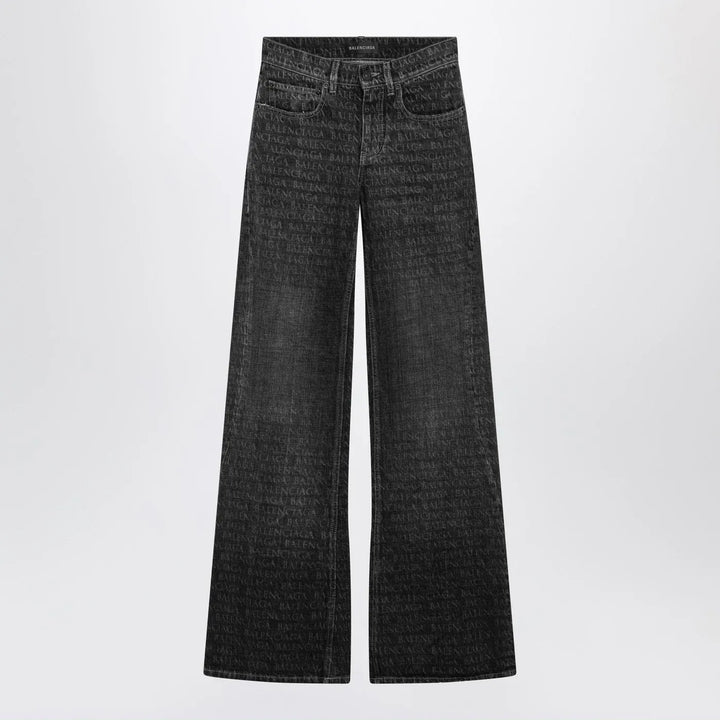 Balenciaga - Black washed jeans with jacquard logos Brand Jeans 25