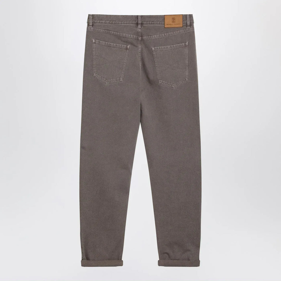 Brunello Cucinelli - Beige vintage-effect jeans with turn-up hem Brand Jeans 50 IT