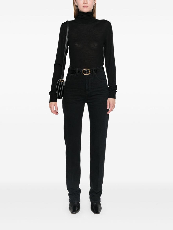 Saint Laurent Jeans Saint Laurent Jeans Black Saint Laurent Black Straight-Leg Jeans Logo Patch at Italian Luxury Group Brand