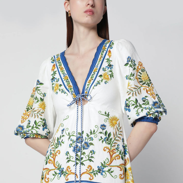 FARM Rio - Emily Floral Tapestry drawstring midi dress Brand Jewelry