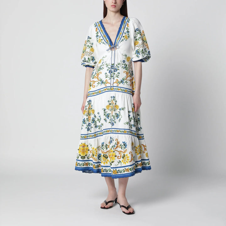 FARM Rio - Emily Floral Tapestry drawstring midi dress Brand Jewelry XS