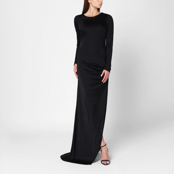 Giuseppe di Morabito - Long black dress with brooch detail Brand Jewelry 40  IT