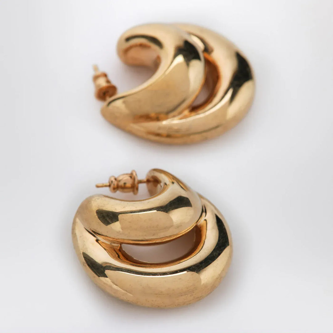 PANCONESI - Blow Up Huggies earrings in gold tone Brand Jewelry TU