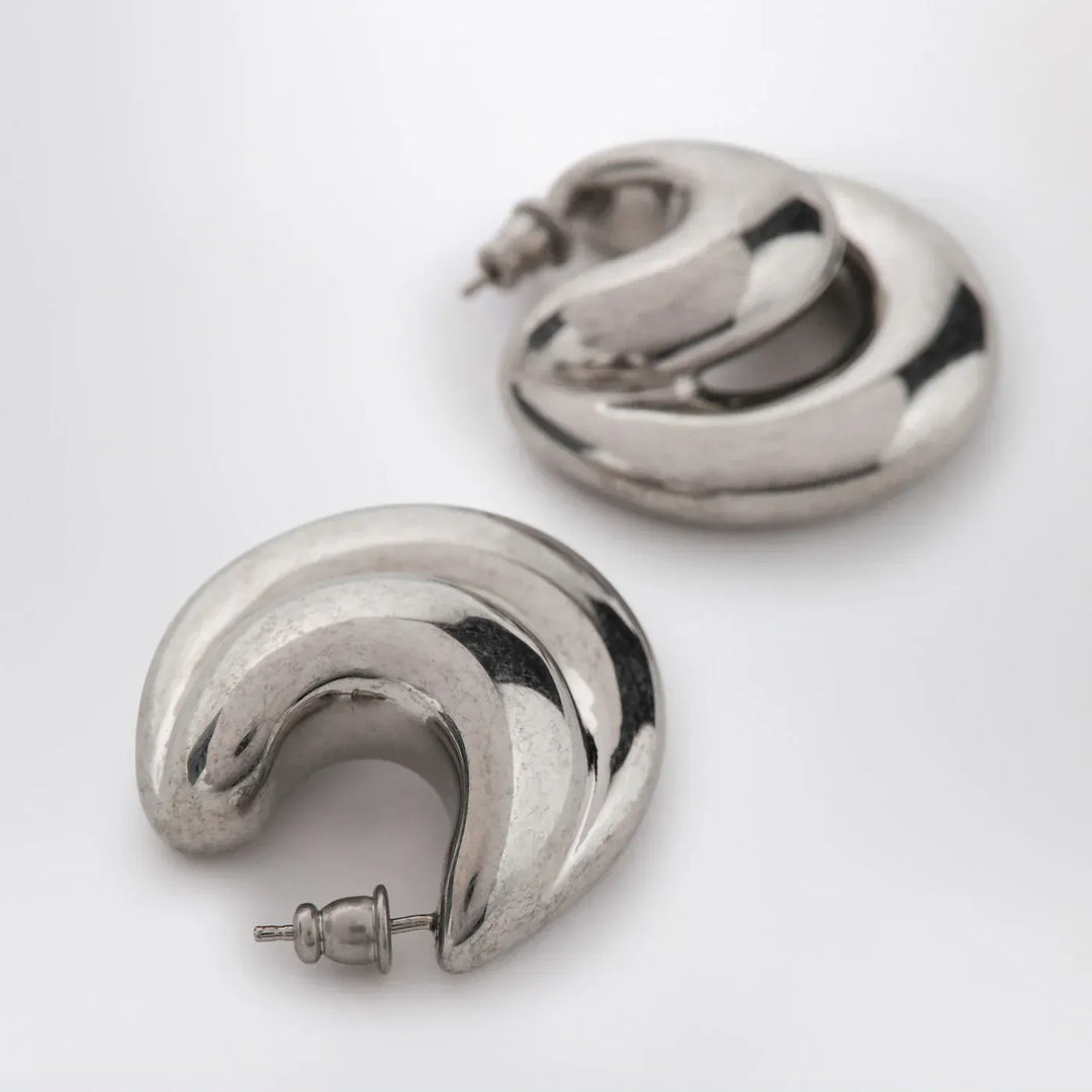 PANCONESI - Blow Up Huggies earrings in silver tone Brand Jewelry TU