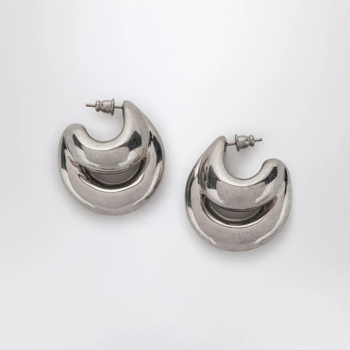 PANCONESI - Blow Up Huggies earrings in silver tone Brand Jewelry TU