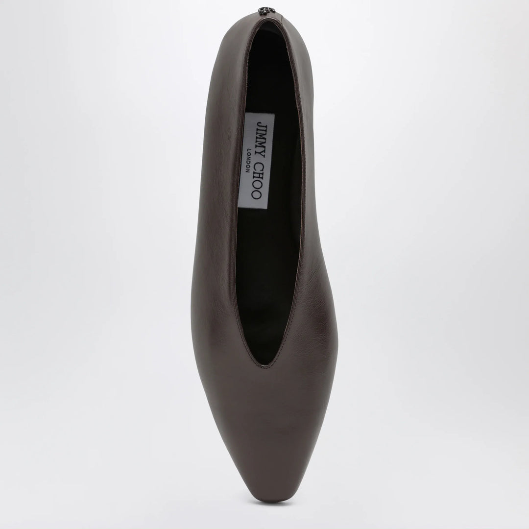 Jimmy Choo - Chocolate Leather Margot Ballet Flats Brand