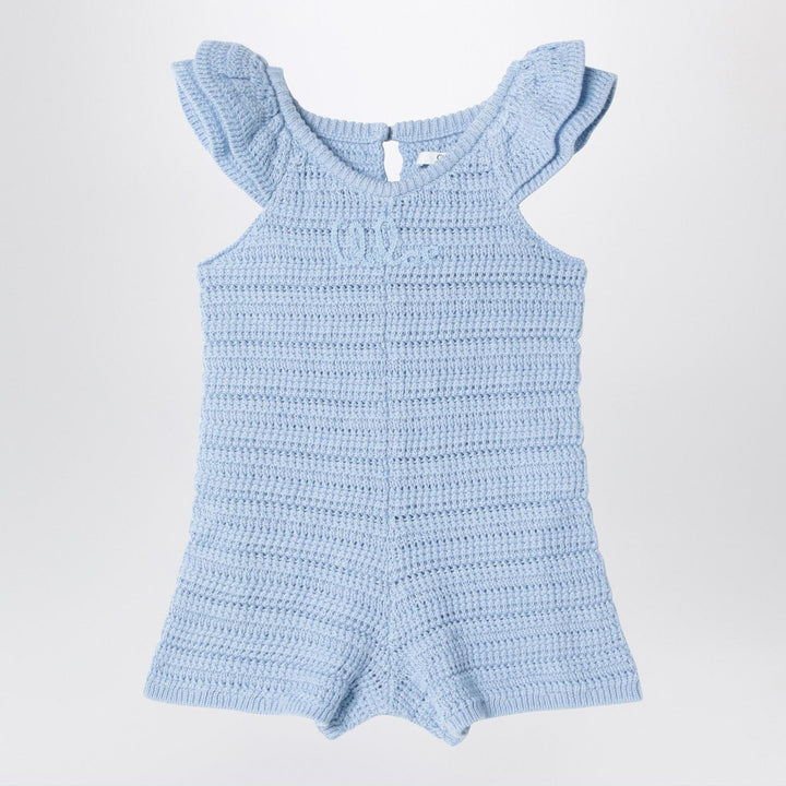 Jumpsuits &amp; Rompers 3 Chloé - Light blue openwork romper with logo embroidery Brand
