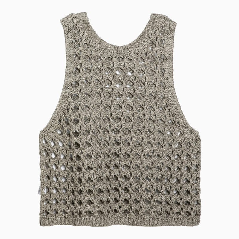 Brunello Cucinelli Knitwear M Brunello Cucinelli Dark green perforated cotton-blend tank top Brunello Cucinelli Dark green perforated cotton-blend tank top Brand