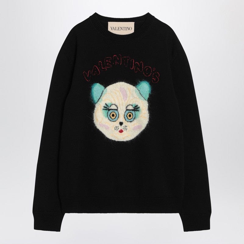 Valentino Knitwear Valentino Black sweater with Le Chat de la Maison patch Valentino Black sweater with Le Chat de la Maison patch Brand