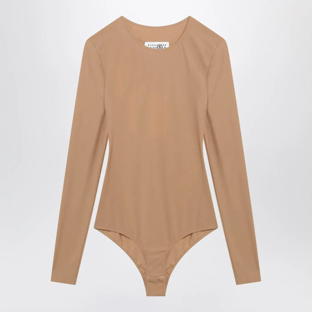 MM6 Maison Margiela - Skin-tone bodysuit in lycra jersey Brand Leotards & Unitards M