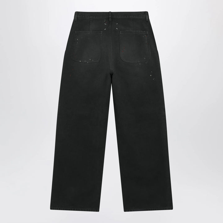 Maison Margiela - Double-dyed work trousers in black cotton with spots Brand