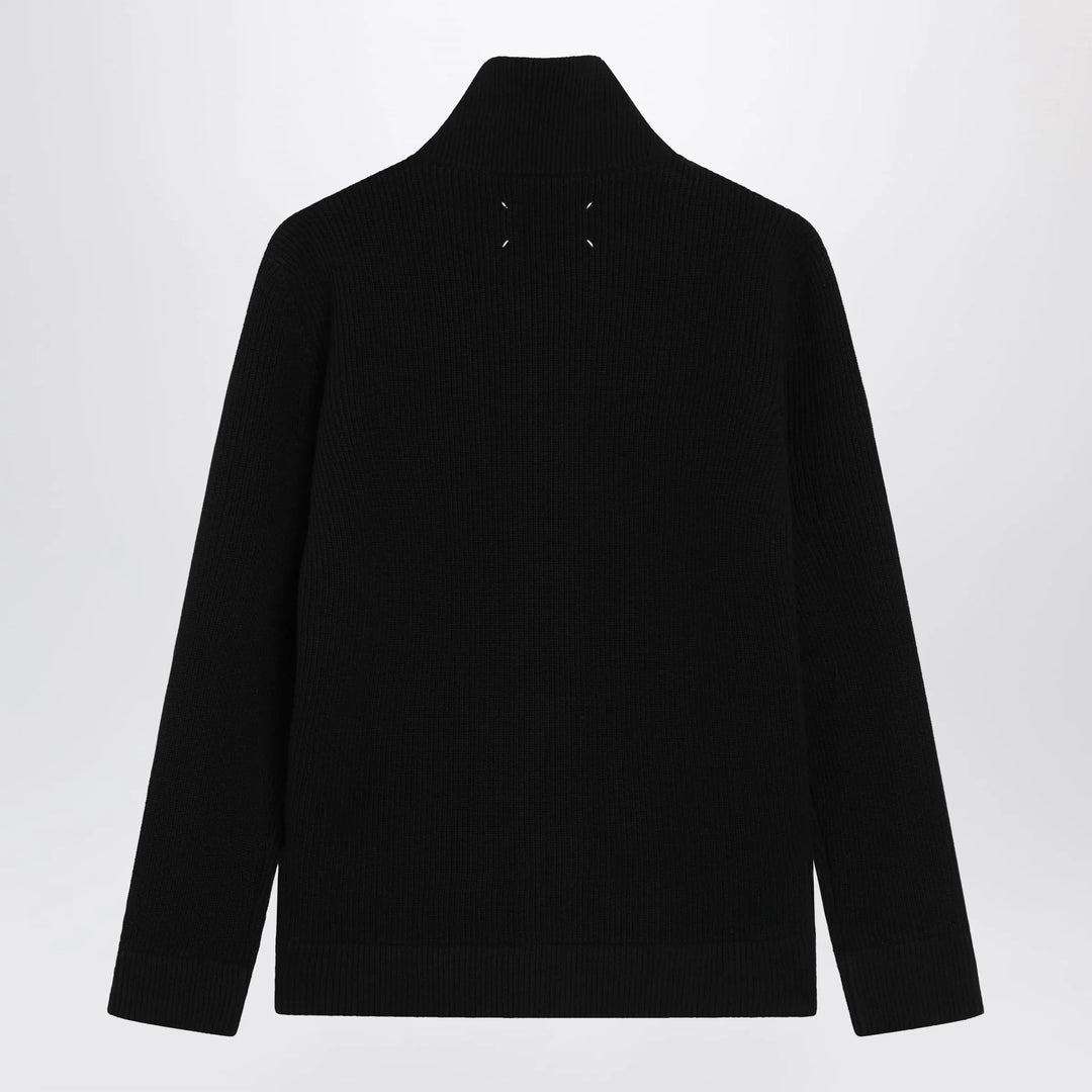 Maison Margiela - Zip-Up Knit Cardigan in Black Cotton and Wool Brand
