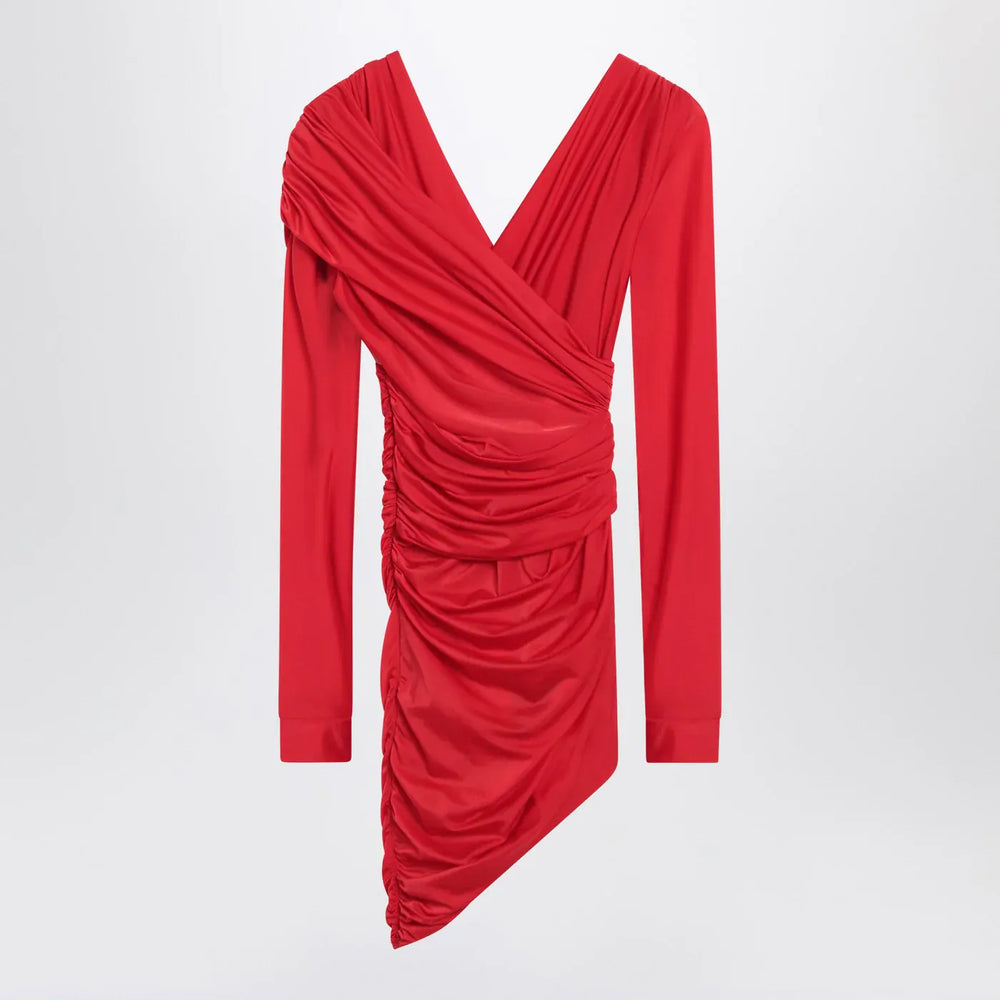 Balenciaga - Draped mini dress in red jersey Brand Mini Dress 36  FR