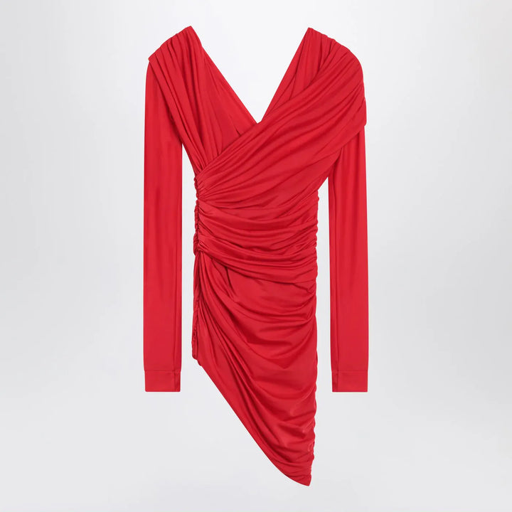 Balenciaga - Draped mini dress in red jersey Brand Mini Dress 36  FR