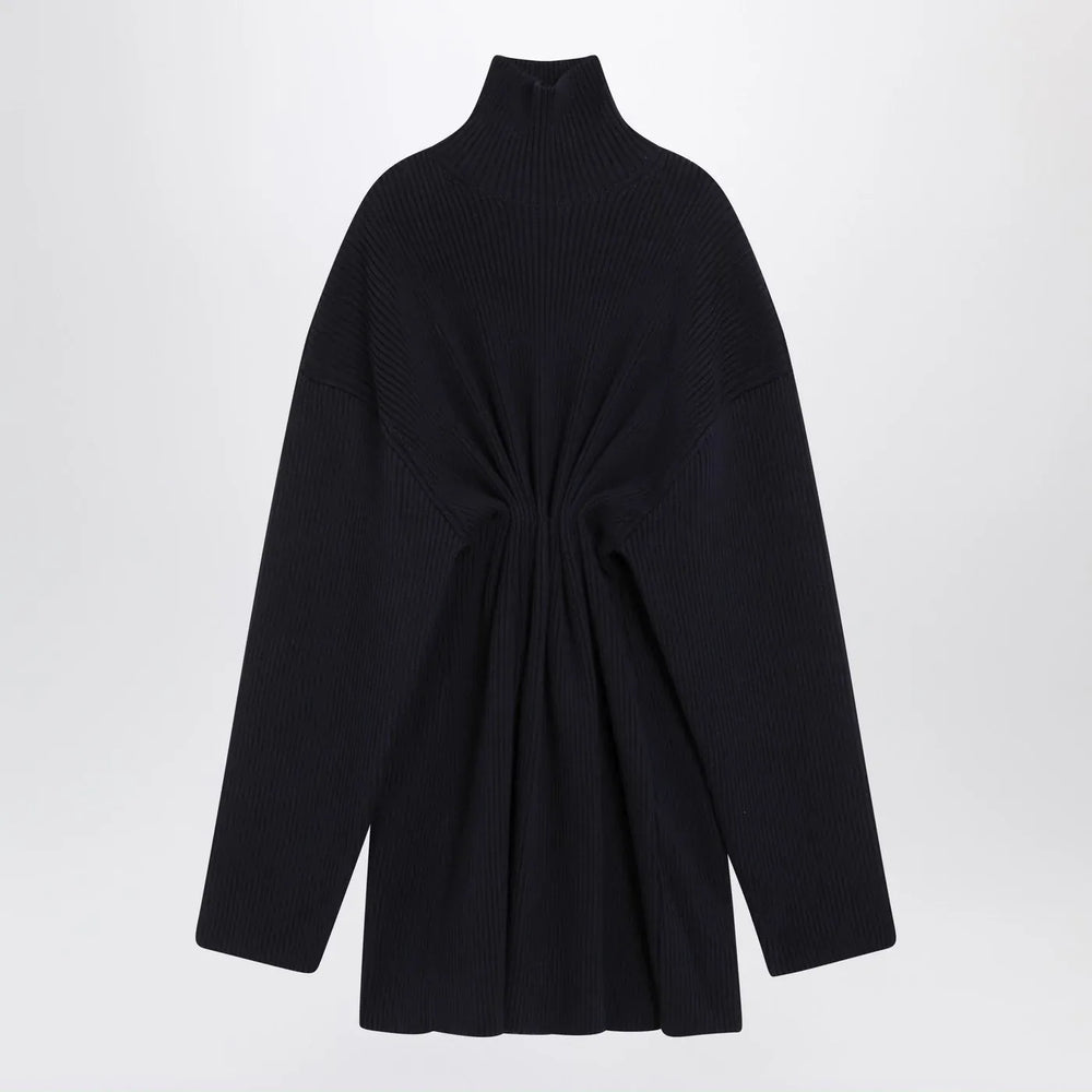 Balenciaga - Pinched navy mini dress in wool and cotton Brand Mini Dress S
