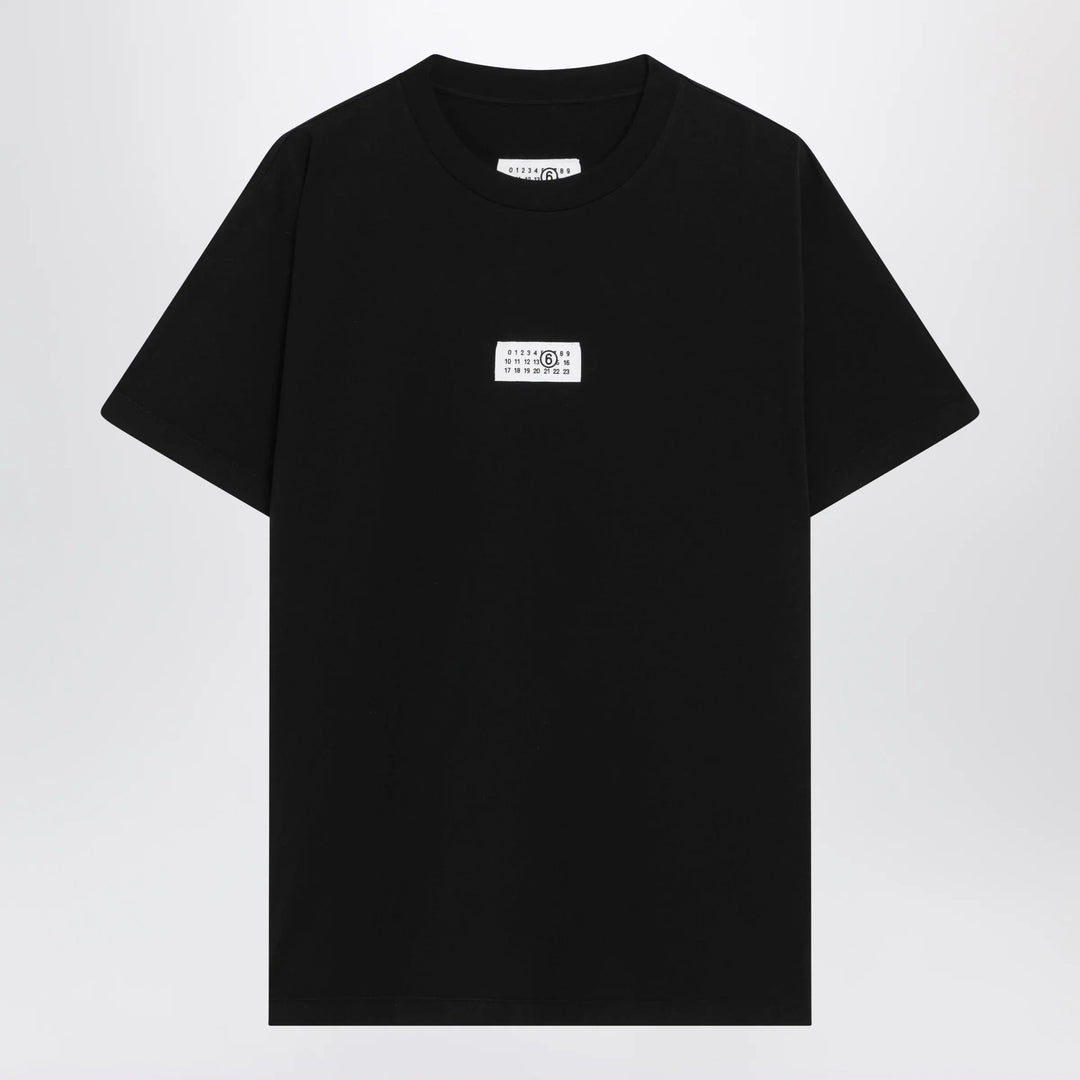 MM6 Maison Margiela - Black cotton jersey T-shirt with logo patch Brand XS