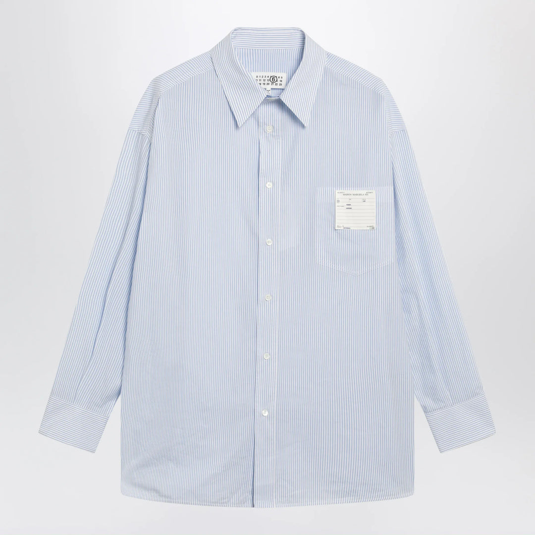 MM6 Maison Margiela - White/light blue striped cotton shirt Brand 50 IT