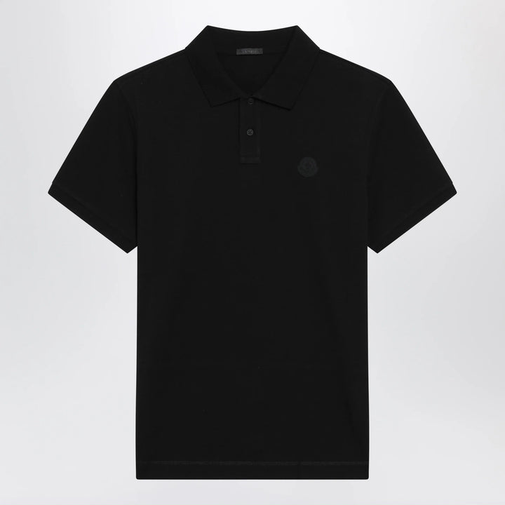 Moncler - Black cotton piqué polo shirt with logo patch Brand L