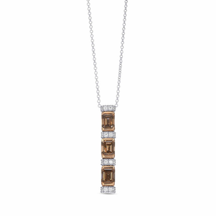Fancy Brown Emerald Diamond Drop Pendant Brand Necklace
