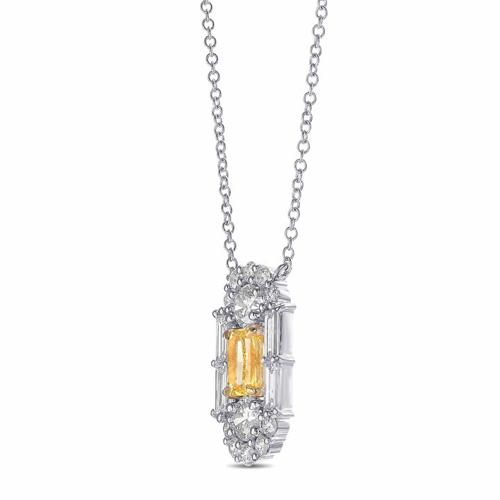 LEIBISH 0.50ct Fancy Vivid Yellow Radiant Diamond Art Deco Pendant Brand Necklace
